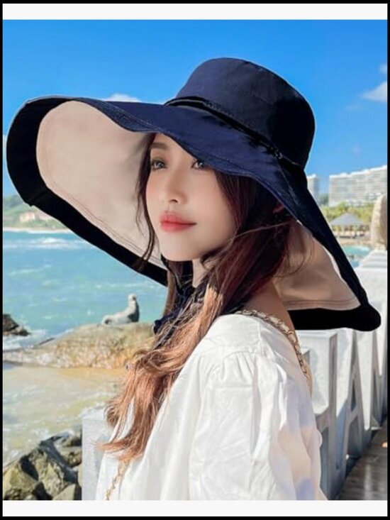 Reversible Foldable Sun Hat Wired Edge Wide Brim Beach Travel UV Protection main image 5